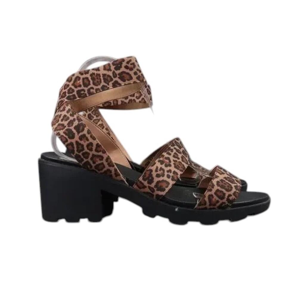 Steve Madden Shoes Womens 9 Sandals Fashion Leopard Ankle Strap Stretch Haidar